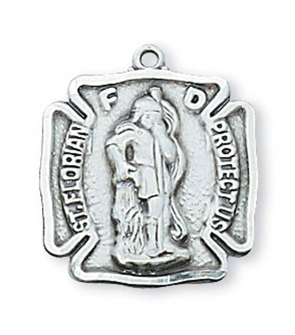 St. Florian Sterling Silver Medal on Stainless Chain