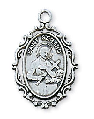 St. Gerard Sterling Medal on 18" Stainless Chain