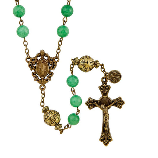 Mantle Of Mary Rosary With Light Green Beads