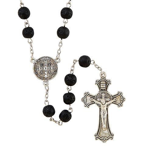 Pompeii Rosary With Black Beads And St. Benedict Center And Crucifix