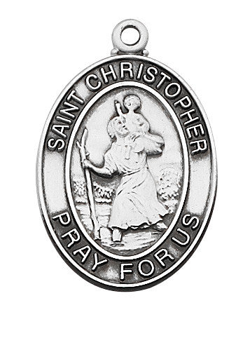 St. Christopher Sterling Silver Medal with Stainless Chain