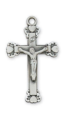 Sterling Silver Crucifix with 18" Rhodium Chain