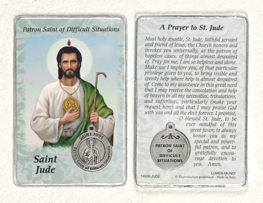 Holy Card With Medal Of Saint Jude Patron Saint Of Difficult Situations