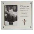 BLUE BAPTISM BLESSINGS FRAME W/EASEL & HANGER