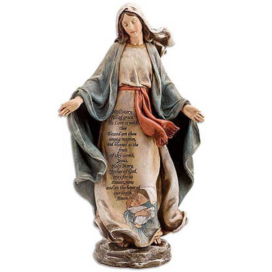 Our Lady of Grace, Figures of Faith, with the Hail Mary inscribed - 12" Statue