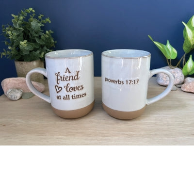 A Friend Loves At All Times Pottery Mug