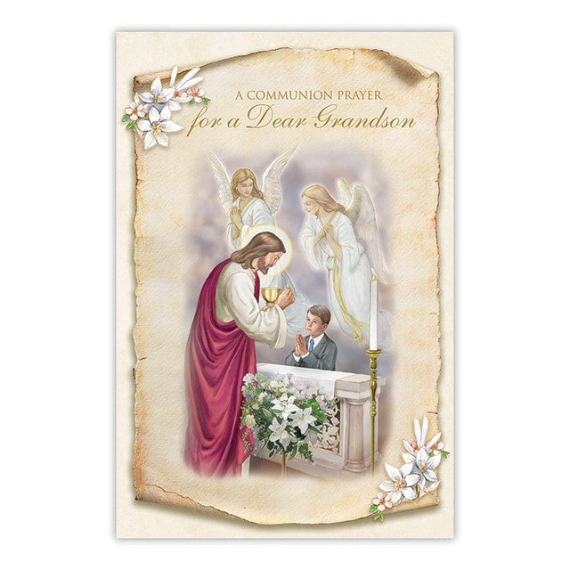 " A Communion Prayer For A Dear Grandson " Greeting Card