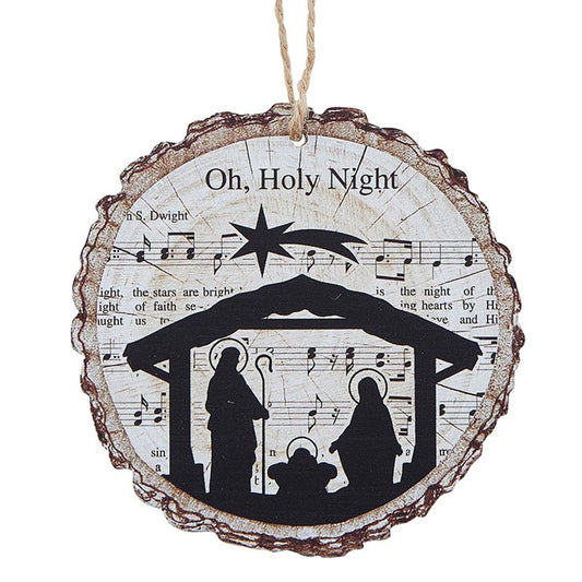 O Holy Night Wood Slice Ornament - 3.5"