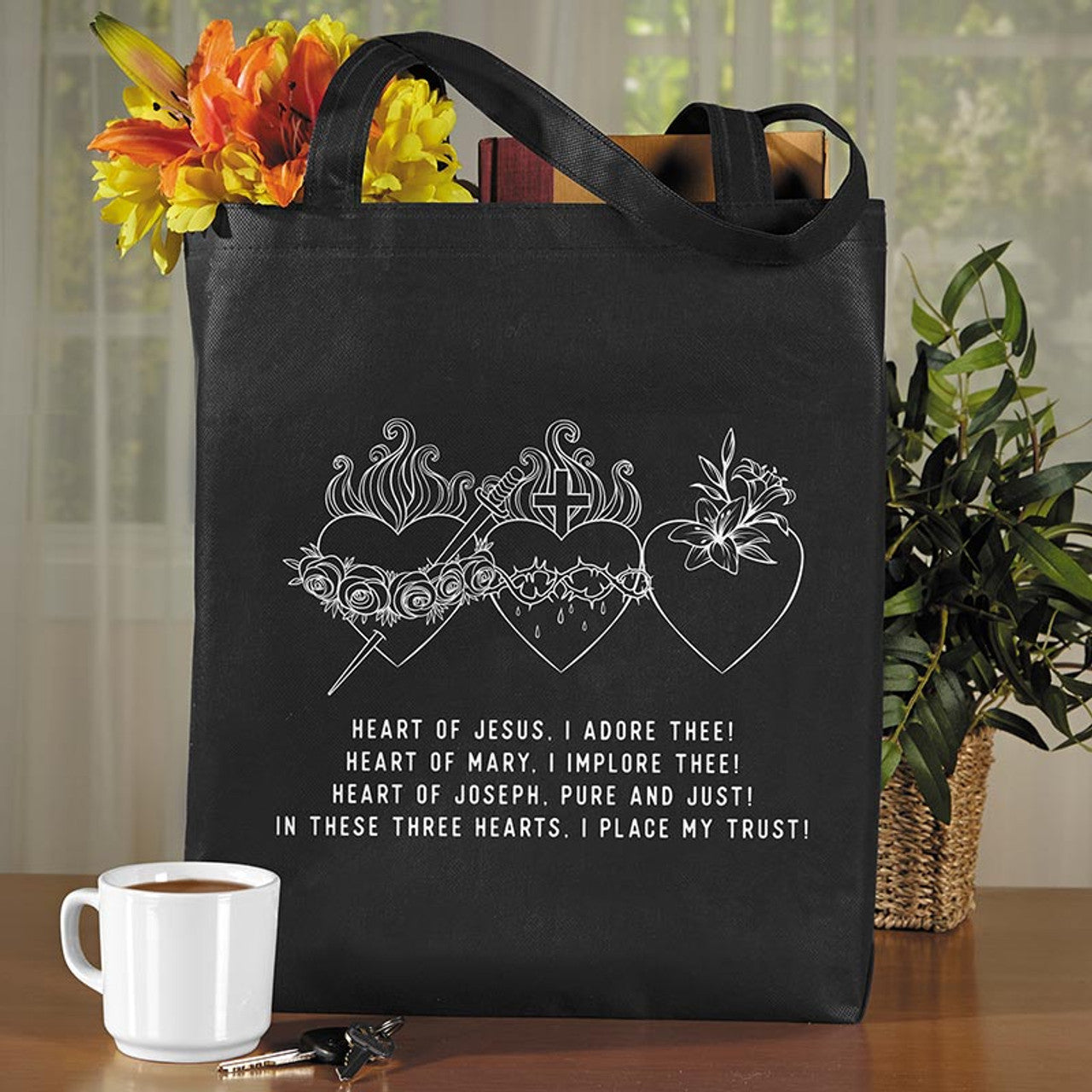 Three Hearts of the Holy Family Tote Bag