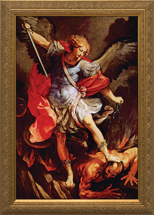 St. Michael The Archangel In Gold Frame 7" x 10"
