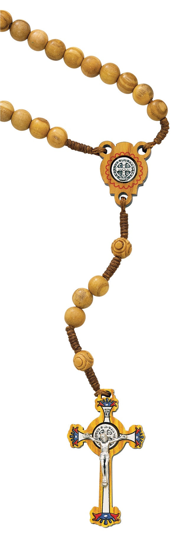 St. Benedict Olive Wood Cord Rosary