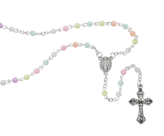 Pastel Color Glass Bead Rosary