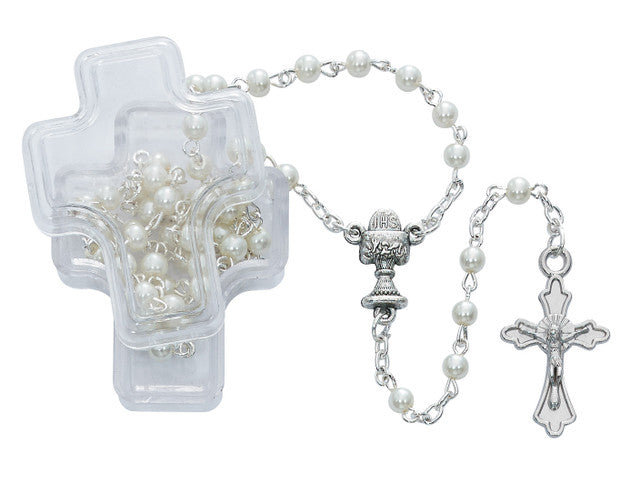 Communion Rosaries in Cross Shaped Rosary Case