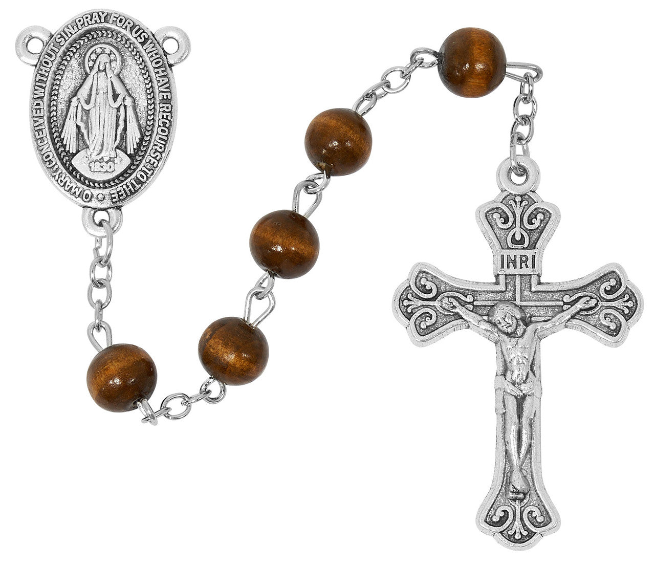 Brown Wood Bead Rosary