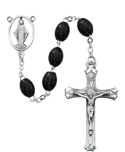 Black Wood Rosary with Our Lady of Grace Center