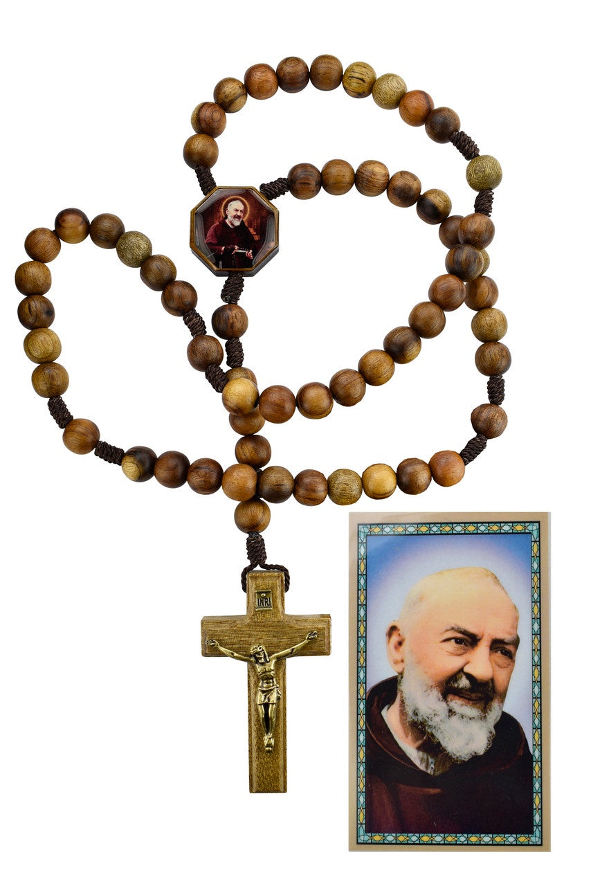 Padre Pio Rosary with Wooden Beads