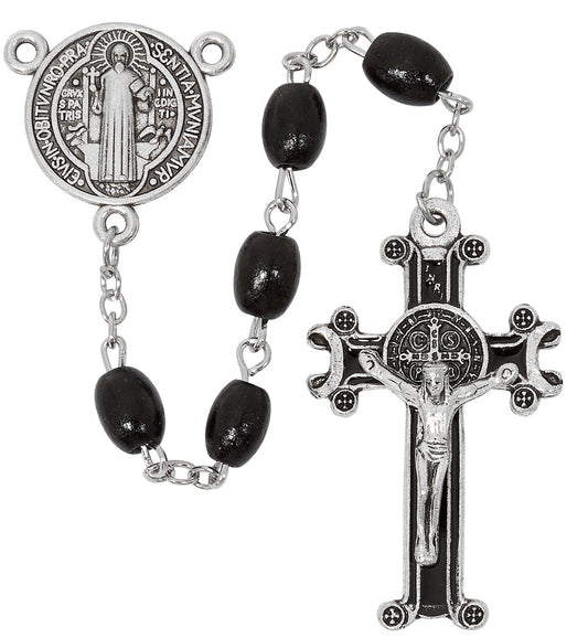 Black Wood Bead St. Benedict Rosary