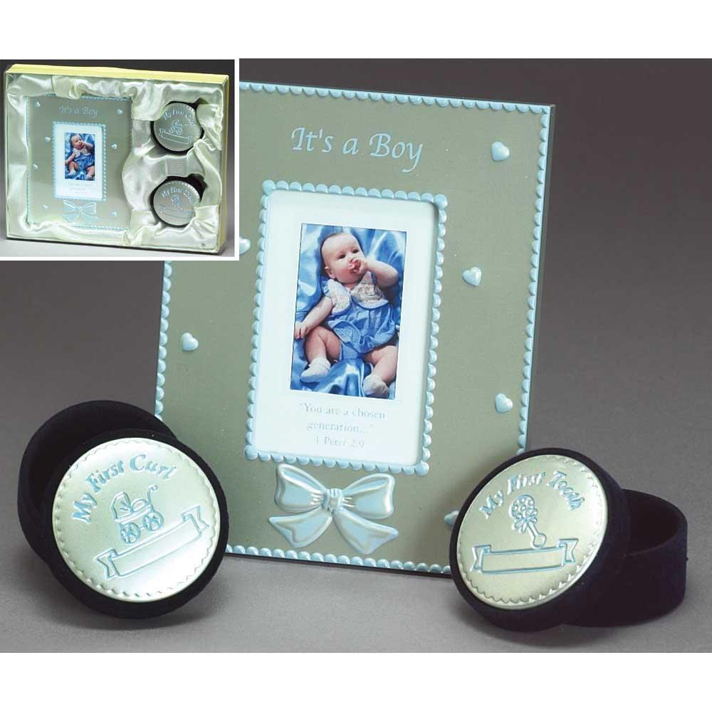 It's a Boy! Photo Frame, First Tooth and Curl - 3pc Set