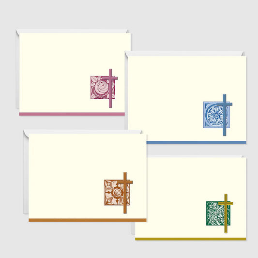 Blank Greeting Cards with Cross, Assorted Colors