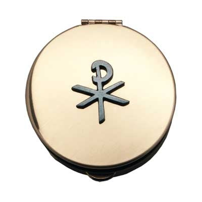 Chi Rho Pyx - Gold with Pewter Motif