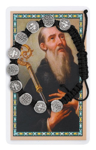 St. Benedict Cord Bracelet with Holy Card