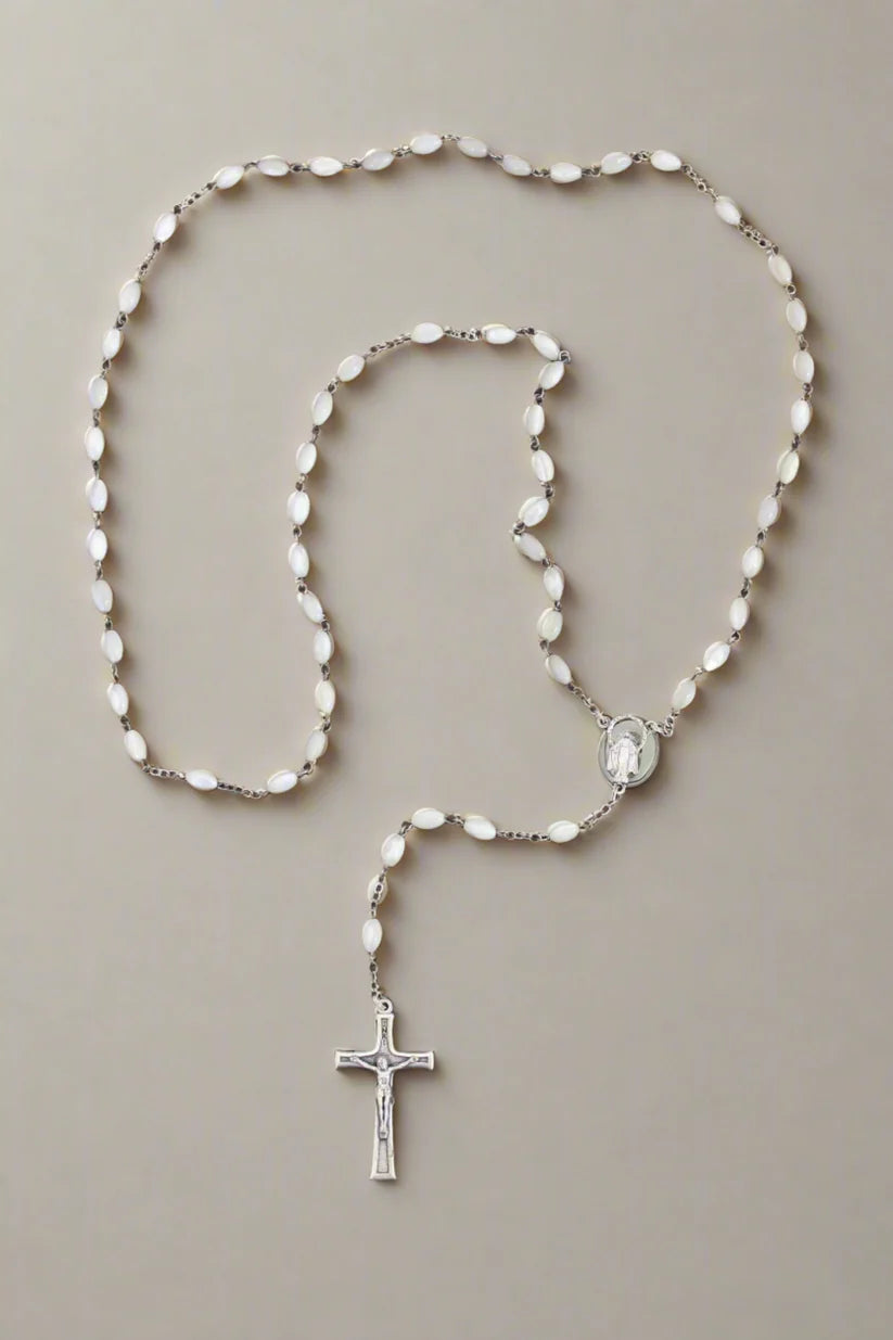 Oval Pearl Bead Rosary - Italy