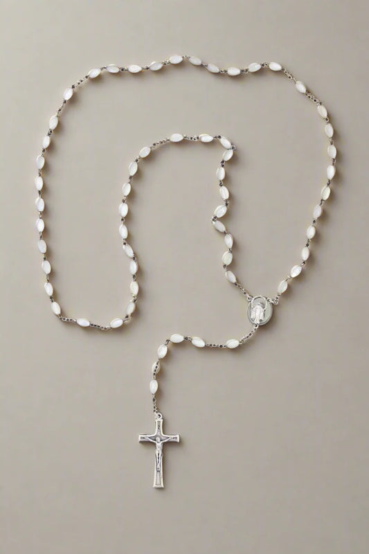 Oval Pearl Bead Rosary - Italy