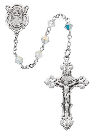 Swarovski Crystal Rosary with Sterling Silver Center and Crucifix