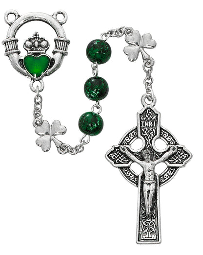 St. Patrick's Irish Rosary with Claddagh Center and Celtic Crucifix