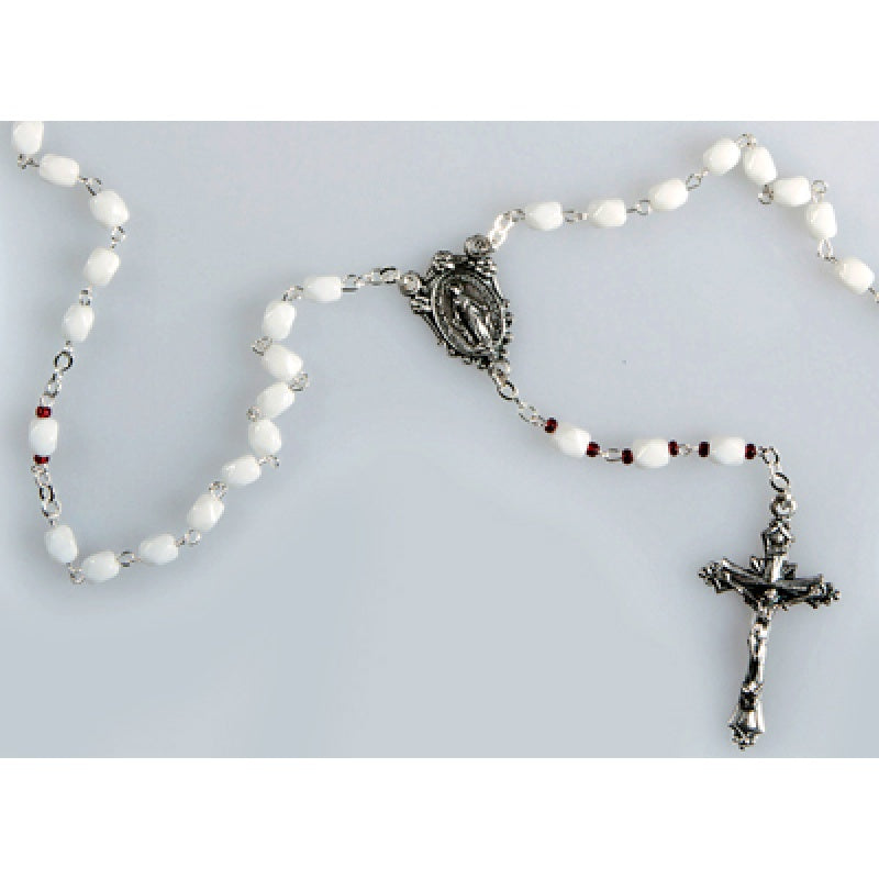 Our Lady of Grace Rosary with Red Topped Our Father Beads