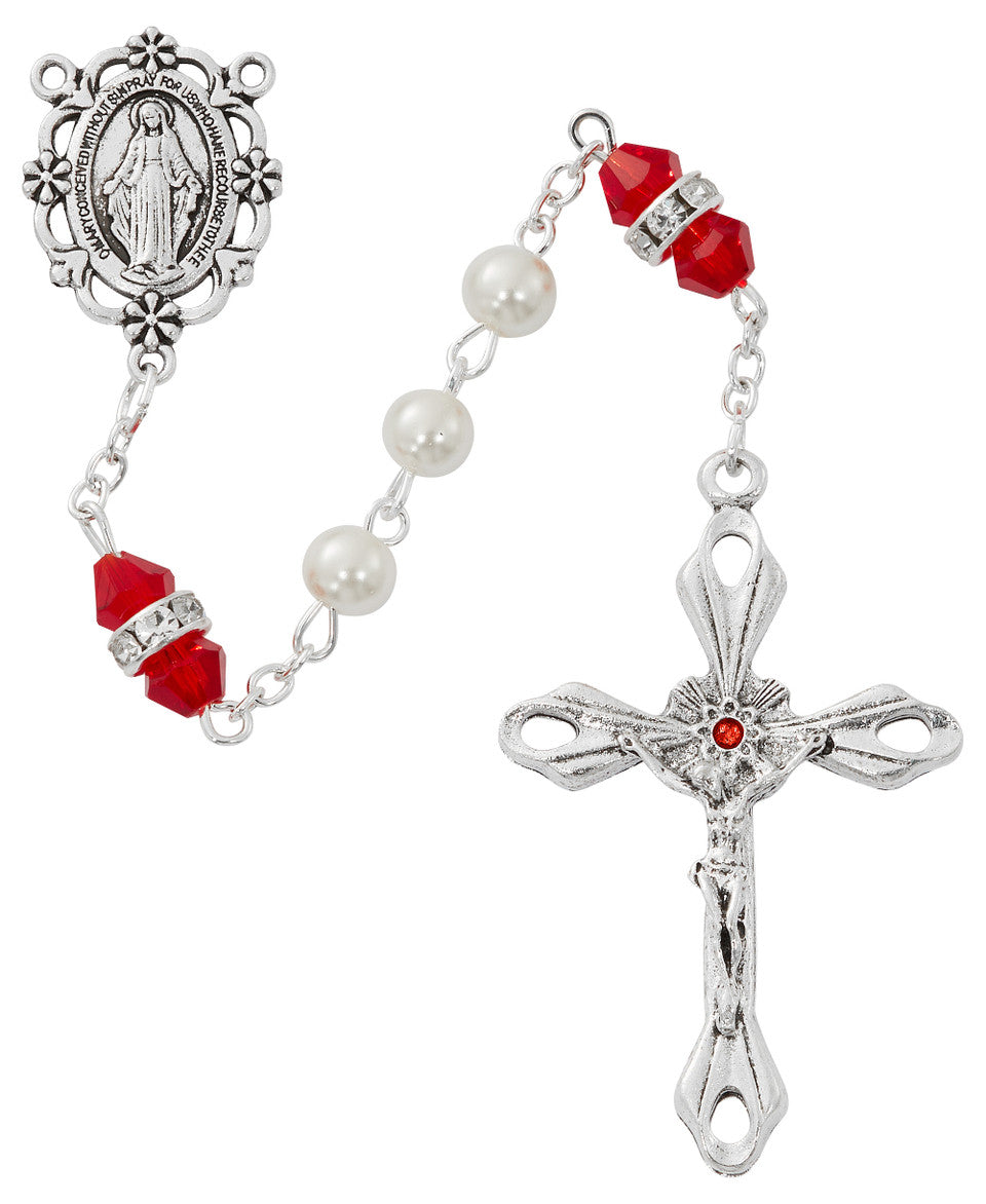 Birthstone and Pearl Rosary