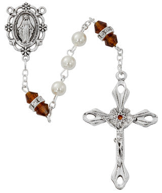 Birthstone and Pearl Rosary