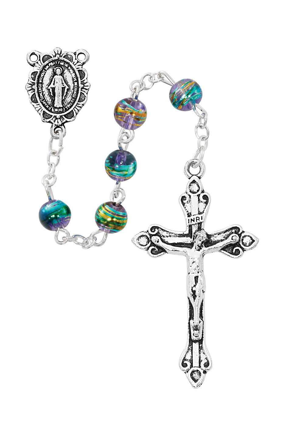 Multi-Color Purple Bead Rosary