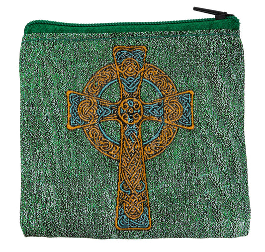 Celtic Cross Woven Rosary Pouch - 3.5"