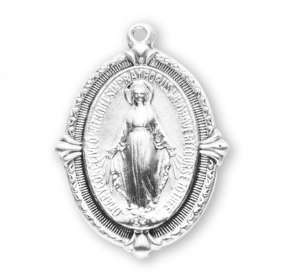 Miraculous Medal Oval Medal, Sterling Silver - 1156