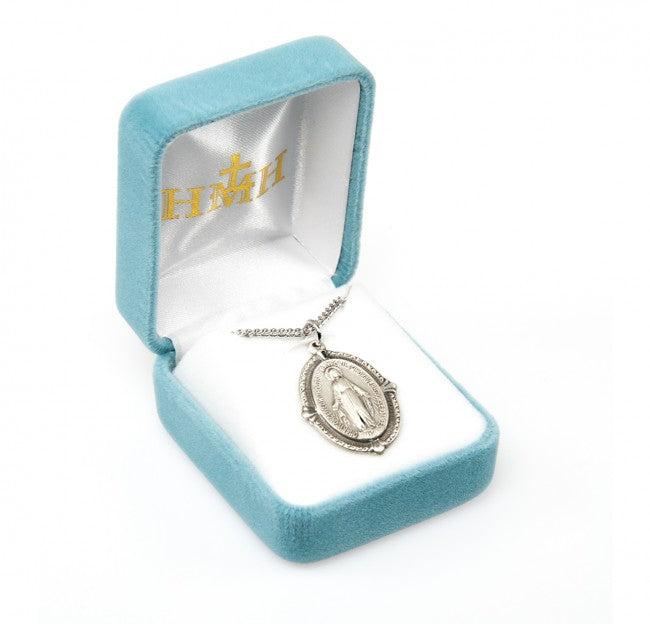 Miraculous Medal Oval Medal, Sterling Silver - 1156