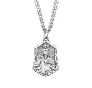 Sacred Heart of Jesus, Sterling Silver Framed Medal