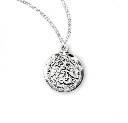 St. Michael Round Sterling Silver Medal - S1634