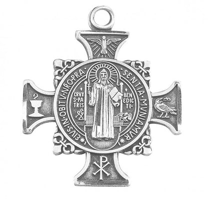 Sterling Silver St. Benedict Cross Medal on 24" Chain