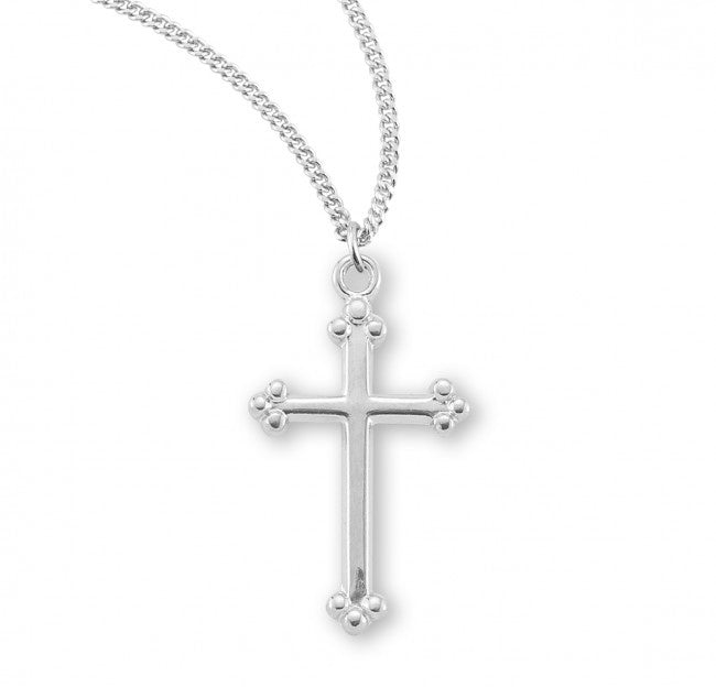 Small Budded Cross, Sterling Silver Medal -18" Chain