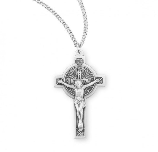 St. Benedict Jubilee Medal Crucifix, Sterling Silver - S187