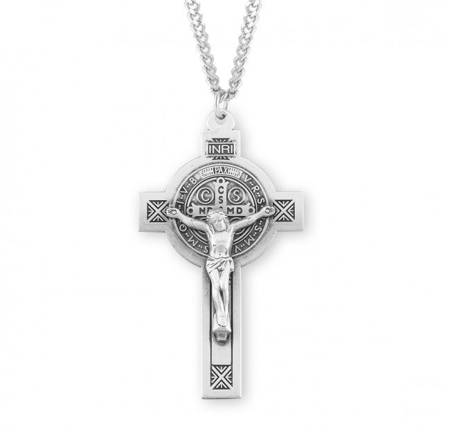 St. Benedict Jubilee Medal Crucifix, Sterling Silver - S188