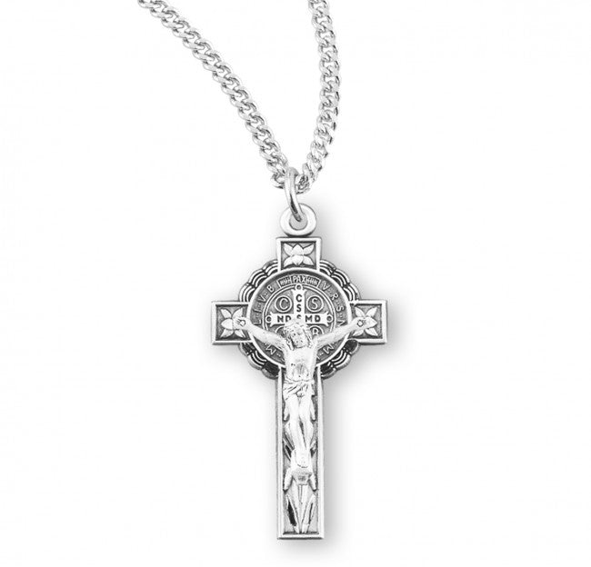 St. Benedict Jubilee Medal Crucifix, Sterling Silver - S189