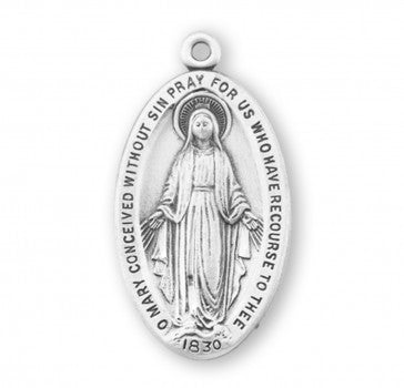 Miraculous Medal Large Oval Medal, Sterling Silver - 2114
