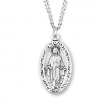 Miraculous Medal Large Oval Medal, Sterling Silver - 2114