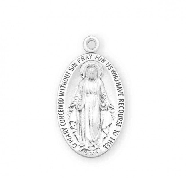 Miraculous Medal Large Oval Medal, Sterling Silver - 2117
