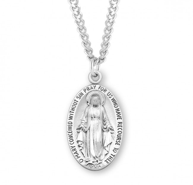 Miraculous Medal Large Oval Medal, Sterling Silver - 2117