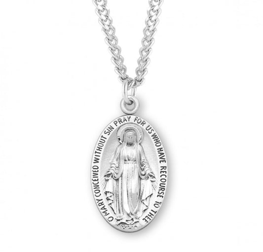 Miraculous Medal Large Oval Medal, Sterling Silver - 2117