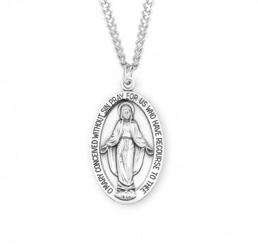 Miraculous Medal Large Oval Medal, Sterling Silver - 2119