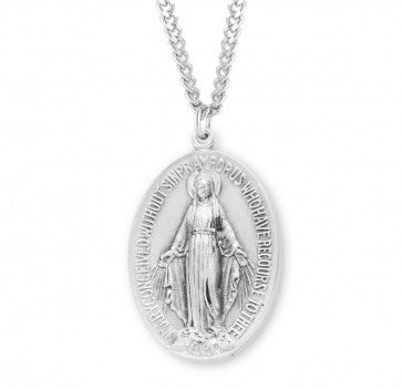 Miraculous Medal Large Oval Medal, Sterling Silver - 3106